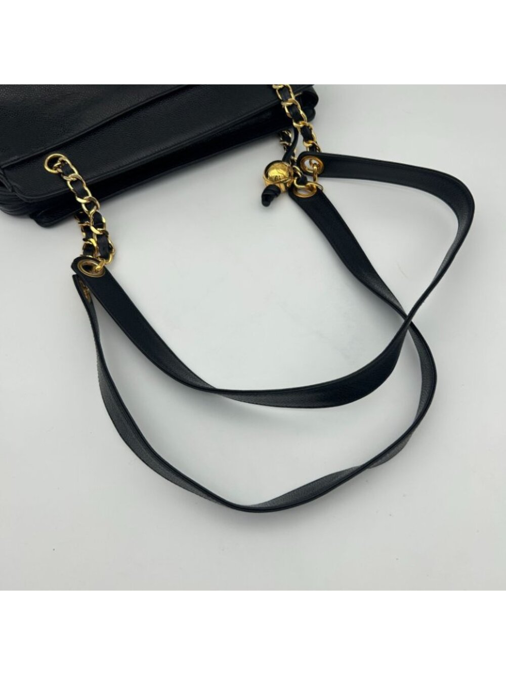 Chanel Triple Coco Chain Tote Shoulder Bag Caviar Leather Black - Picture 11 of 15